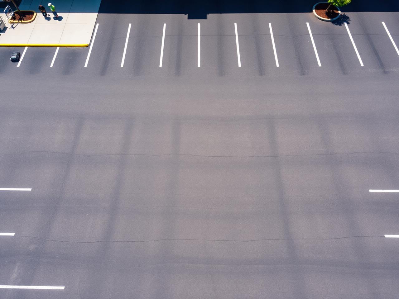 Commercial parking lot with fresh line markings